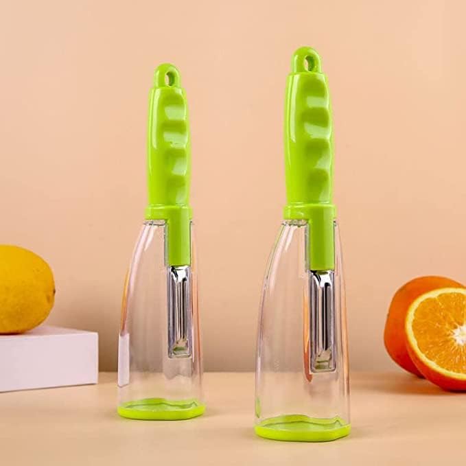 Pack of 2 Smart Multifunctional Vegetable/Fruit Peeler for Kitchen with Containers, Stainless Steel Blade