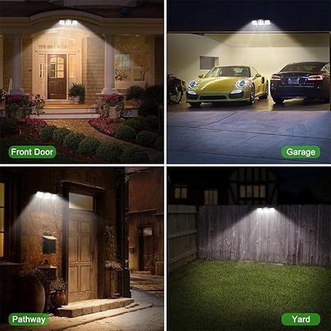 Outside 3 mode Solar Outdoor Lights 2000LM 177 LED Security Lights with Remote Control, 3 Heads Motion Sensor Lights, IP65 Waterproof, 270° Wide Angle Flood Wall Lights -white Shade